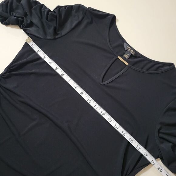Thalia Sodi Women's Black Elbow Sleeve Keyhole Top - Picture 5 of 12